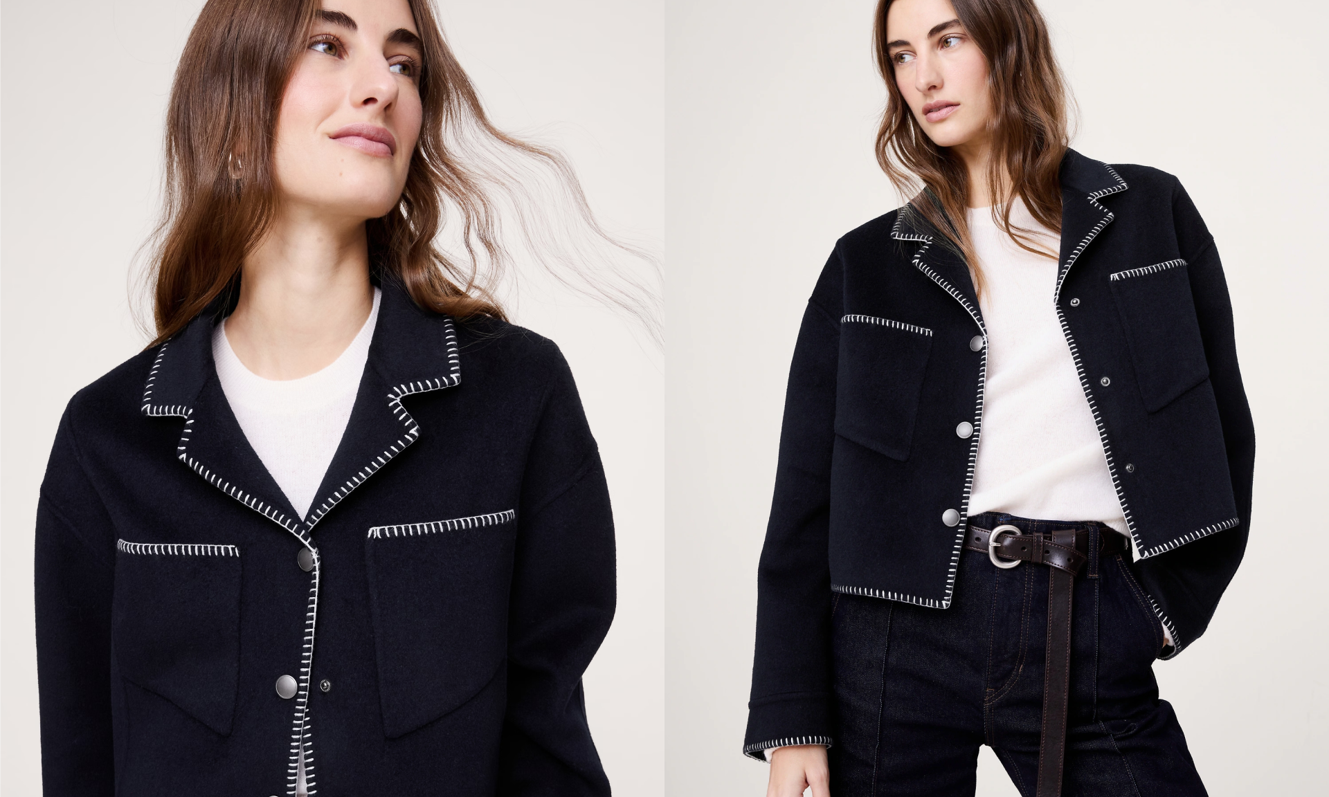 Double-Faced Short Jacket with Blanket Stitch