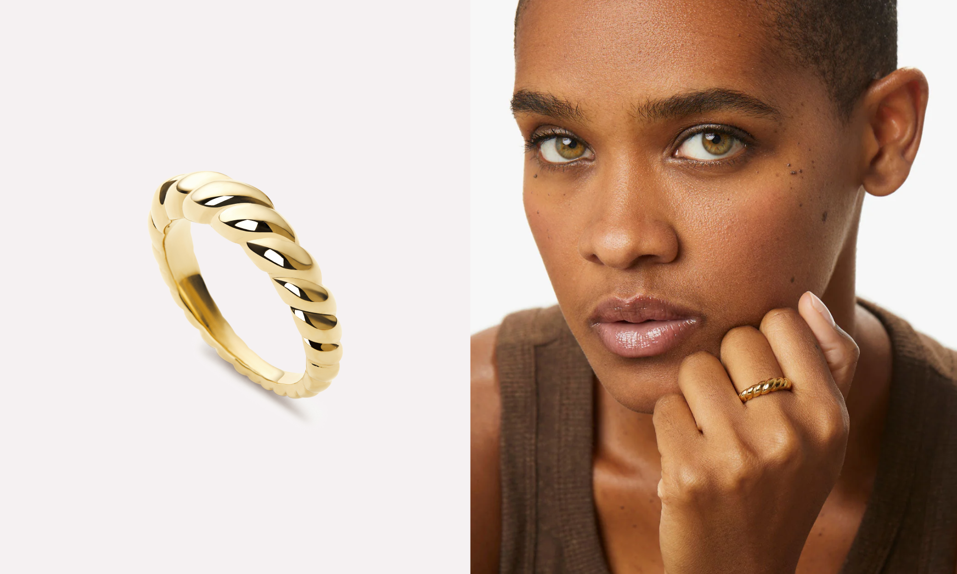 Rope Slim Gold Twist Ring