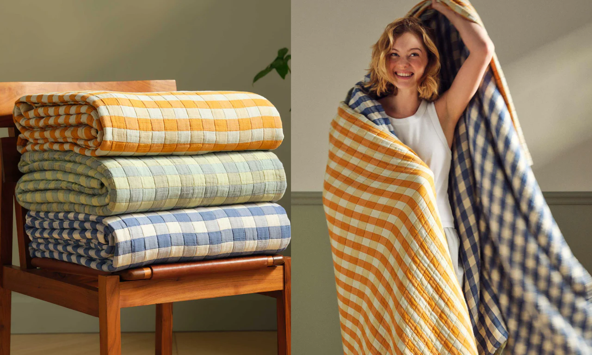 Breezeweave Cotton Gingham Bed Blanket
