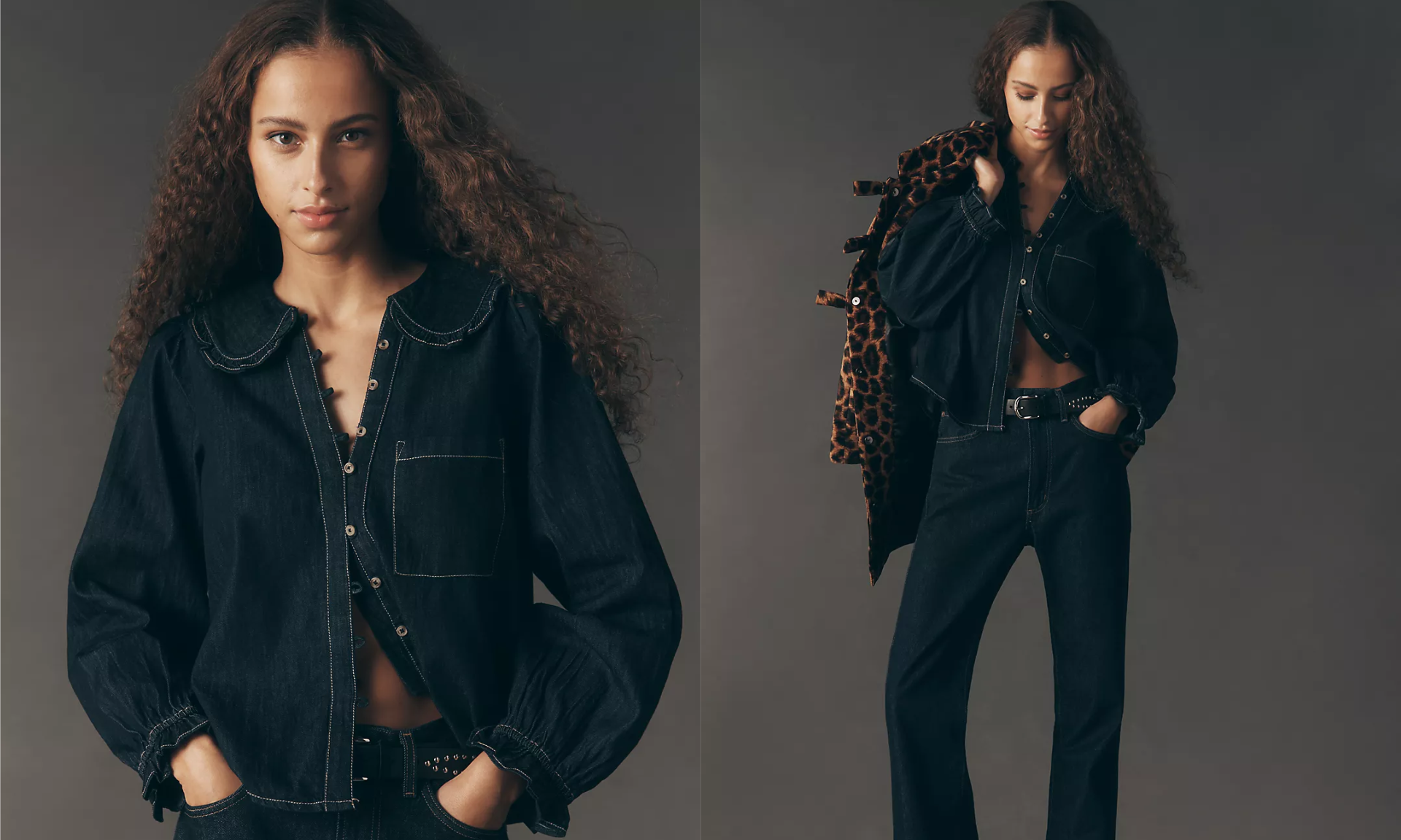 The Keira Denim Long-Sleeve Blouse