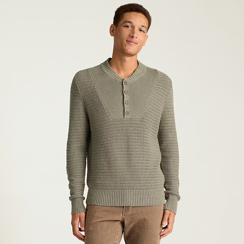 Cotton Cashmere Henley Sweater