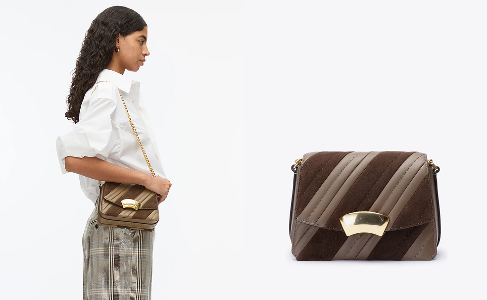 ID Quilted Leather and Suede Shoulder Bag