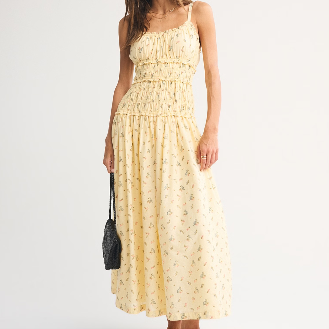 Bra-Free Smocked Drop-Waist Maxi Dress