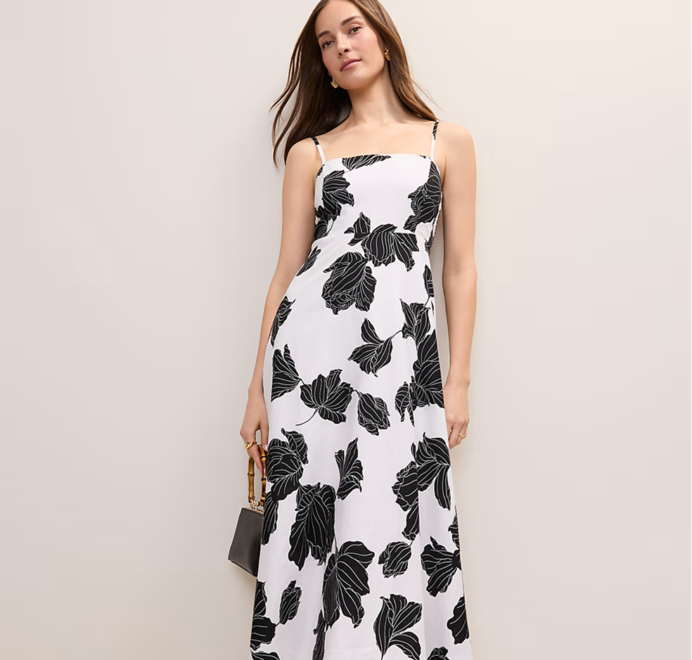 Floral Midi Dress in Linen Blend