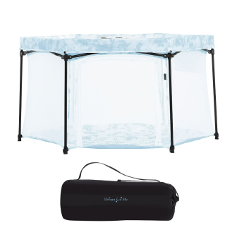 The easiest folding playpen (with washable fabric)...
