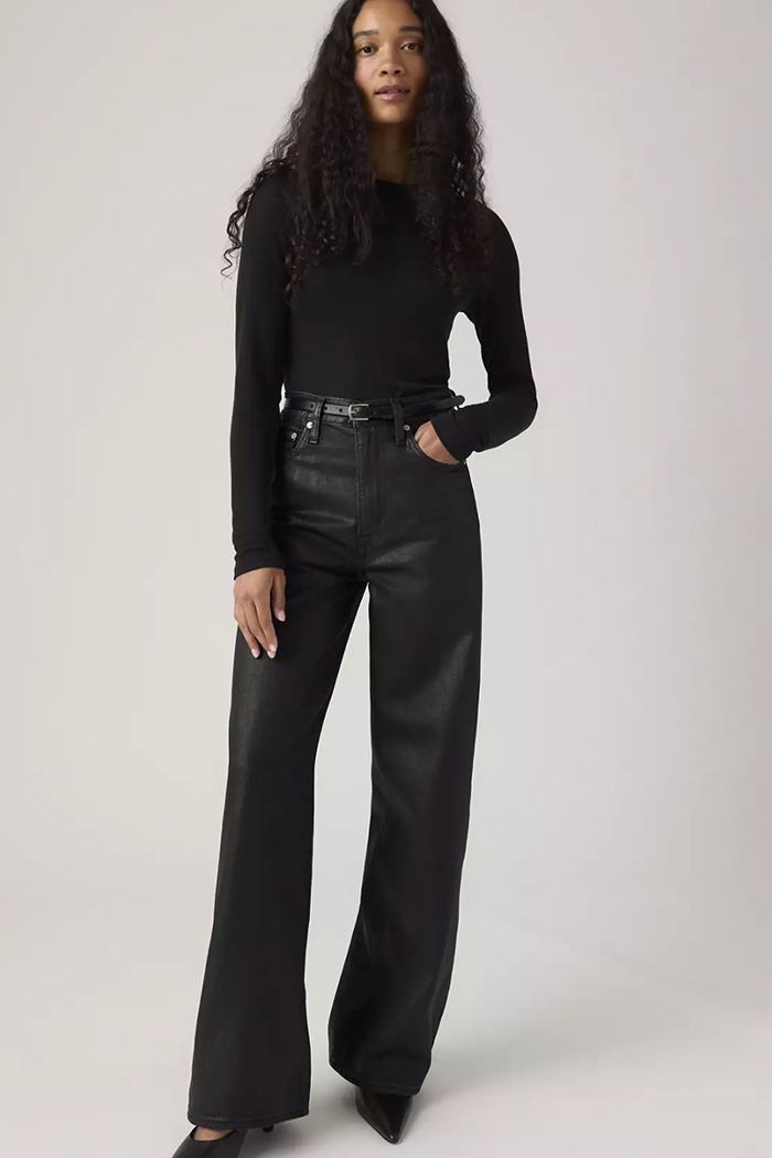 Coated Ribcage Wide Leg Jeans