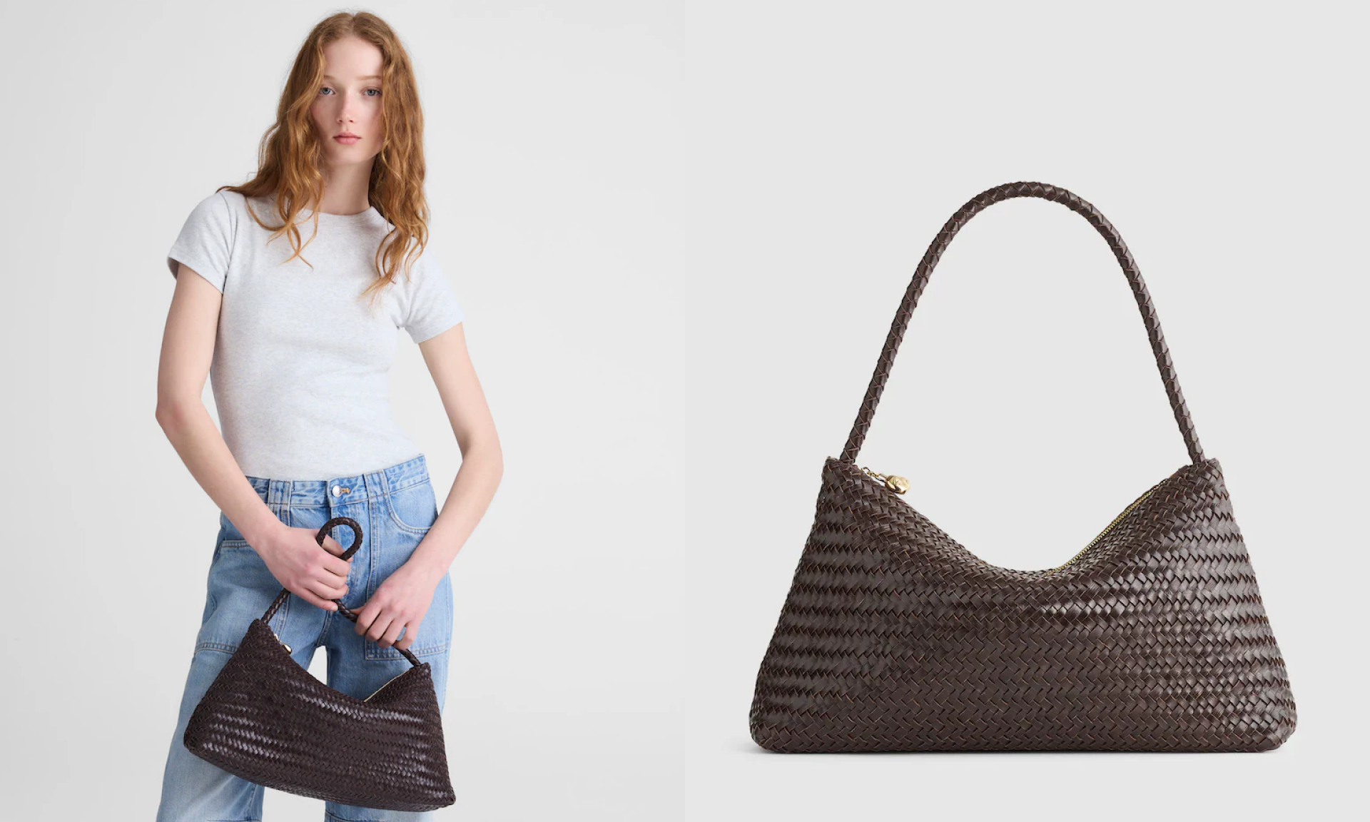 The Signature Woven Zip Top Shoulder Bag