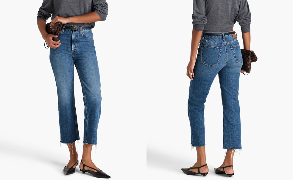 Cropped high-rise tapered jeans