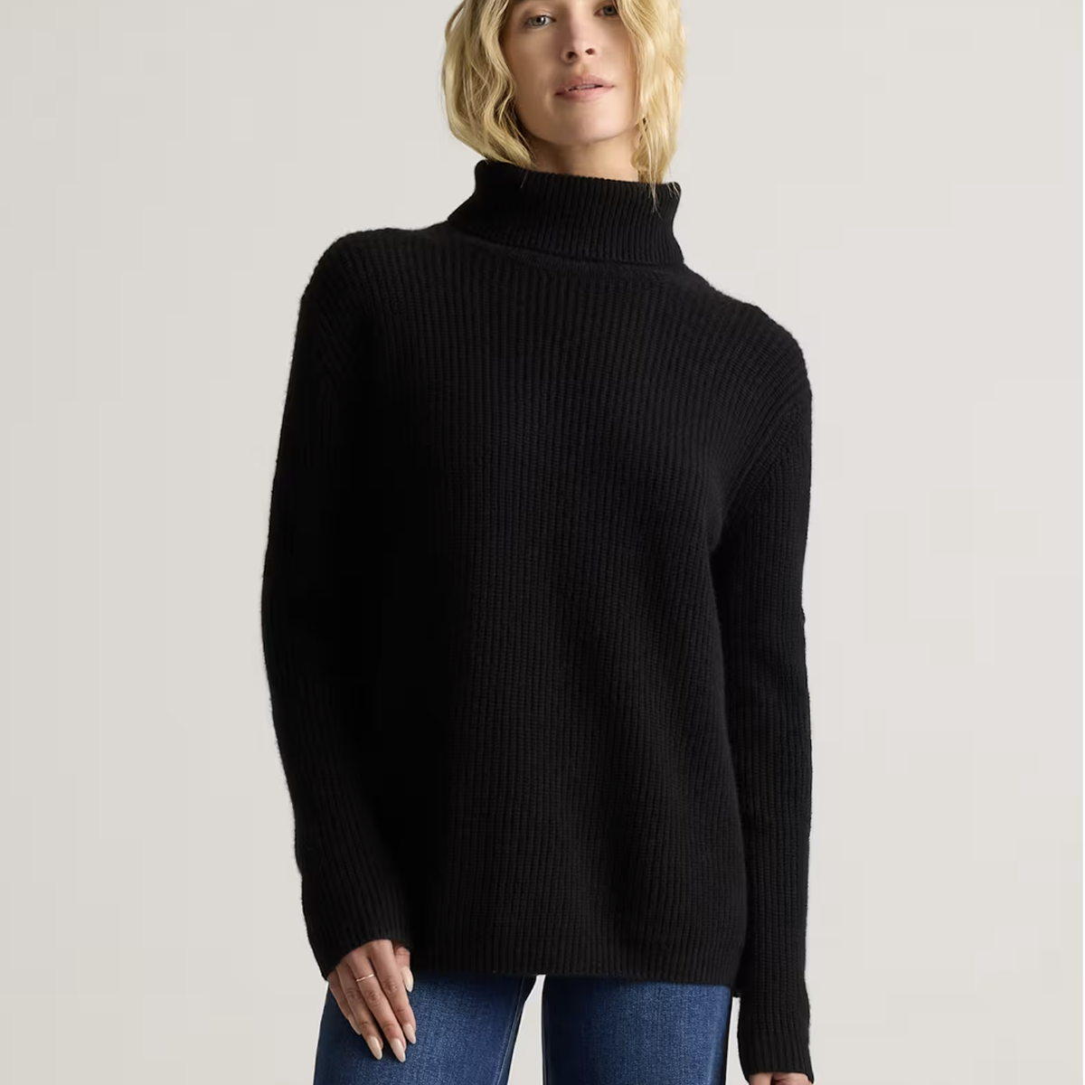 Quince Mongolian Cashmere Fisherman Turtleneck Sweater