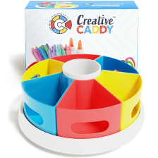 A spinning art supply caddy for crayons and markers…