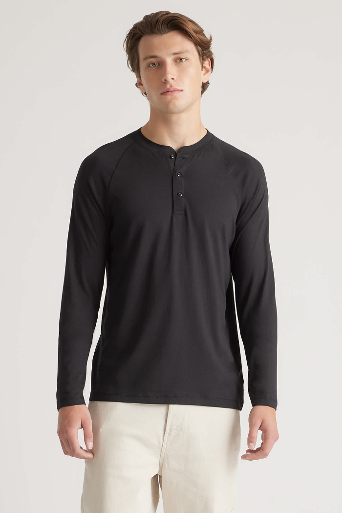 Quince Cotton Modal Long-Sleeve Henley Tee