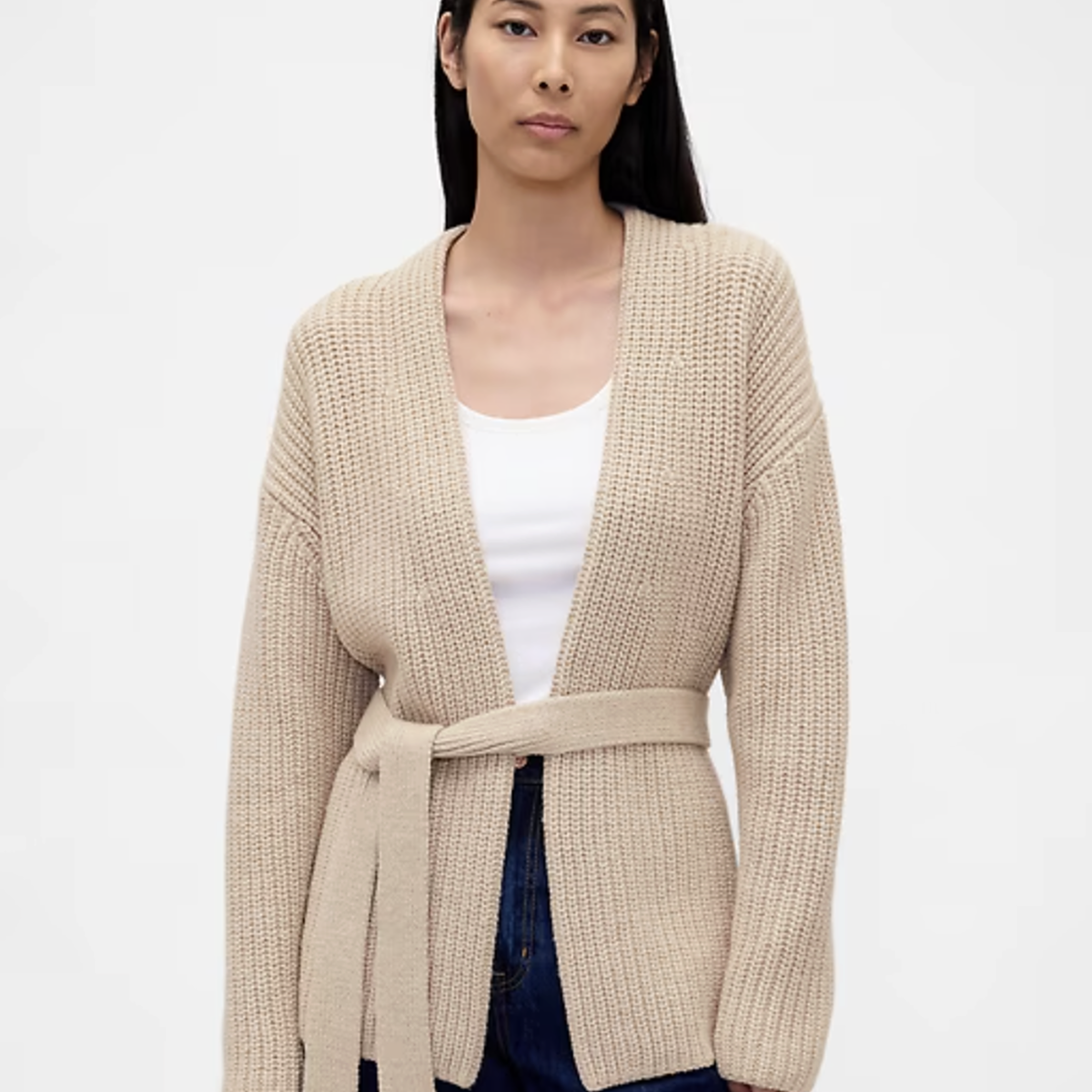 Gap Cotton-Blend Wrap Cardigan Sweater