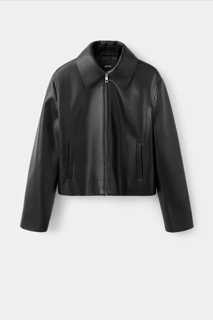 Faux Leather Zip-Up Jacket