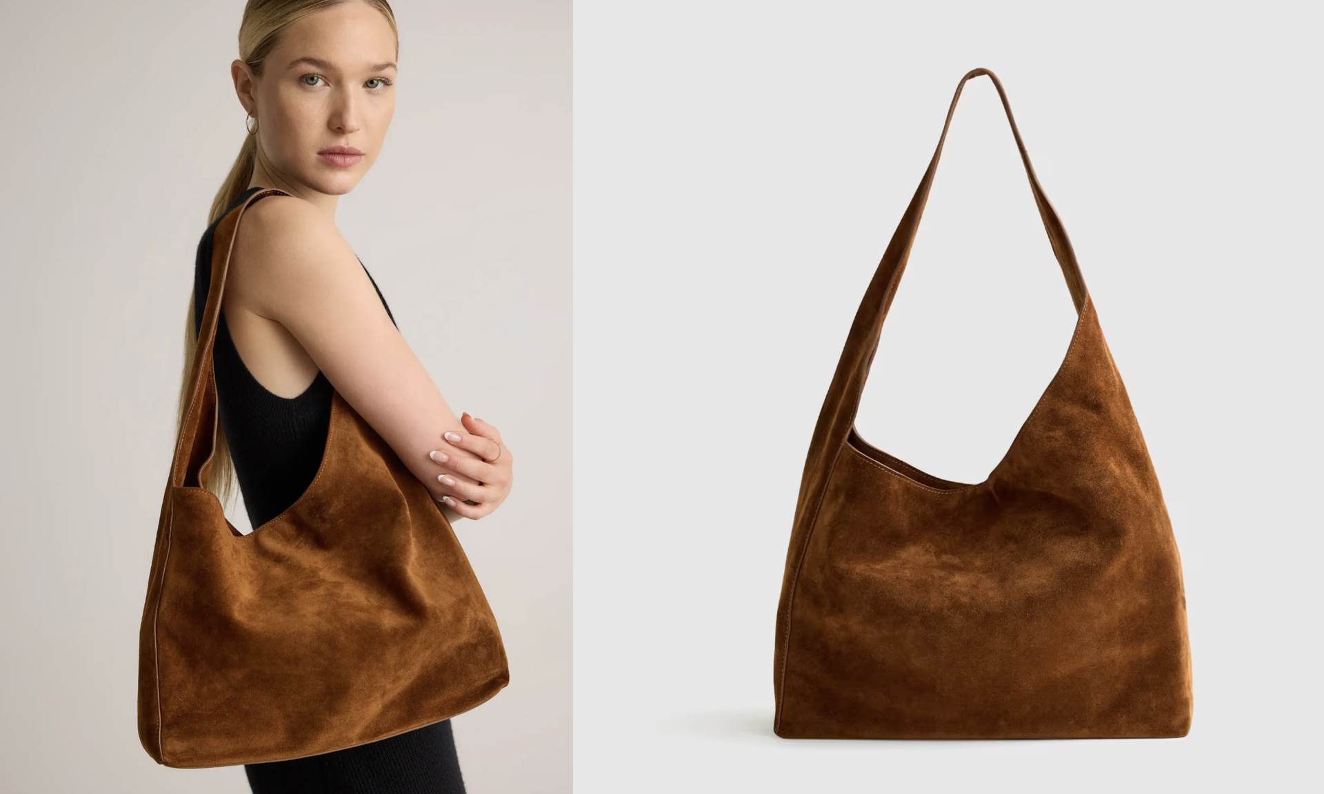 Italian Suede Slouchy Shoulder Bag