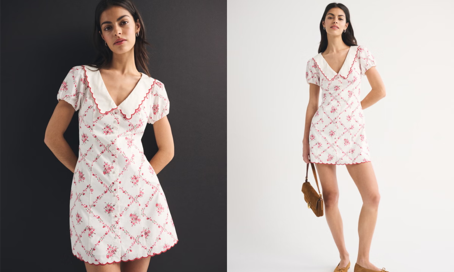 Short-Sleeve Collared Mini Dress