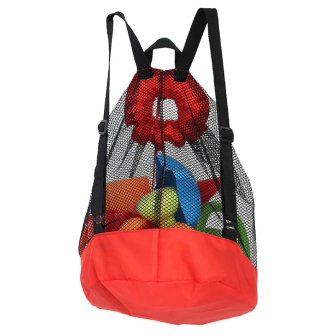 Beach toys in a mesh bag that sheds sand easily…