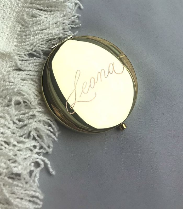 Calligraphy Engraved Compact Mirror