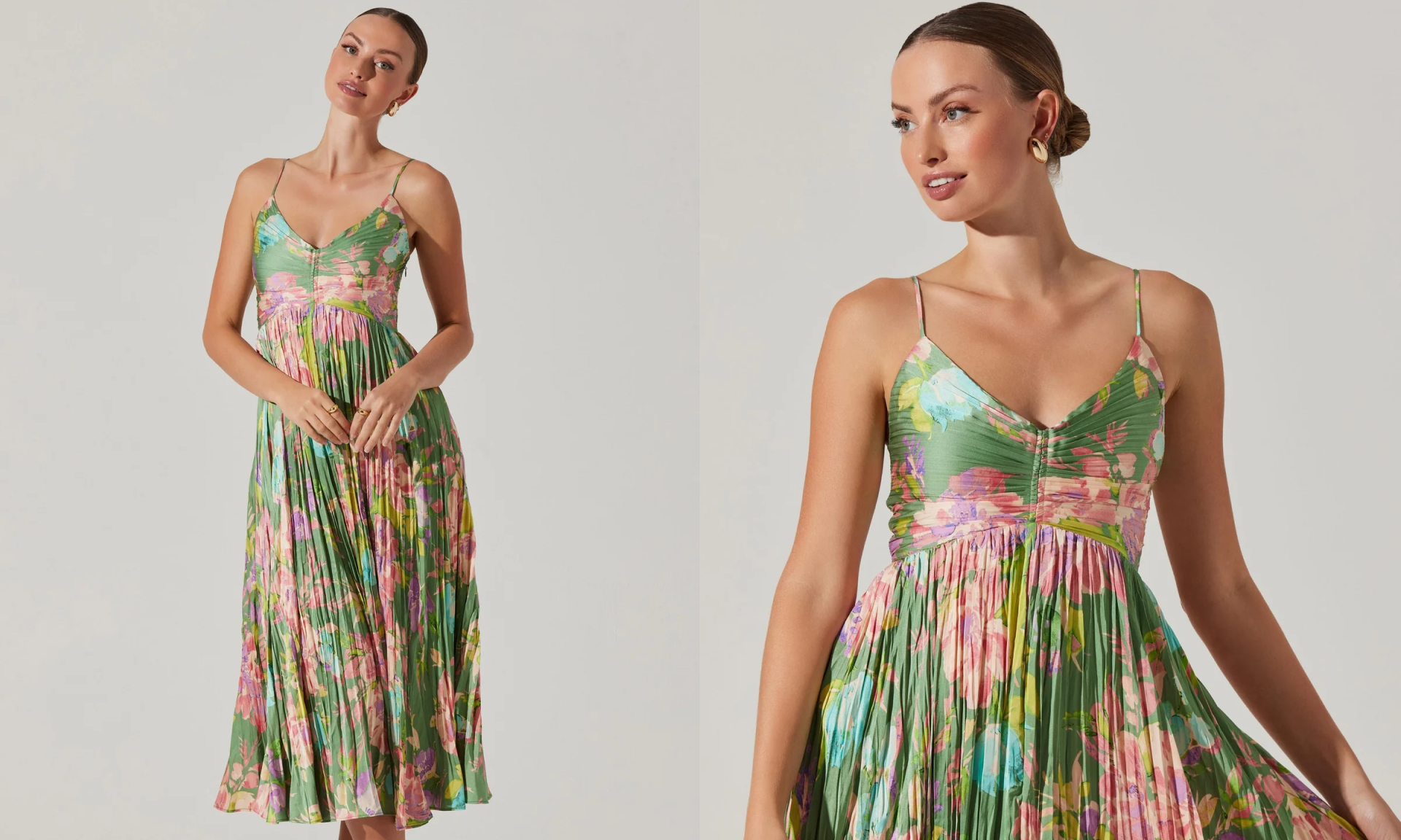 Maeve Floral Pleated Midi Dress