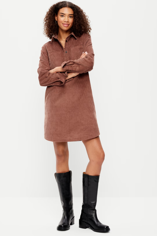 Long-Sleeve Mini Shirtdress