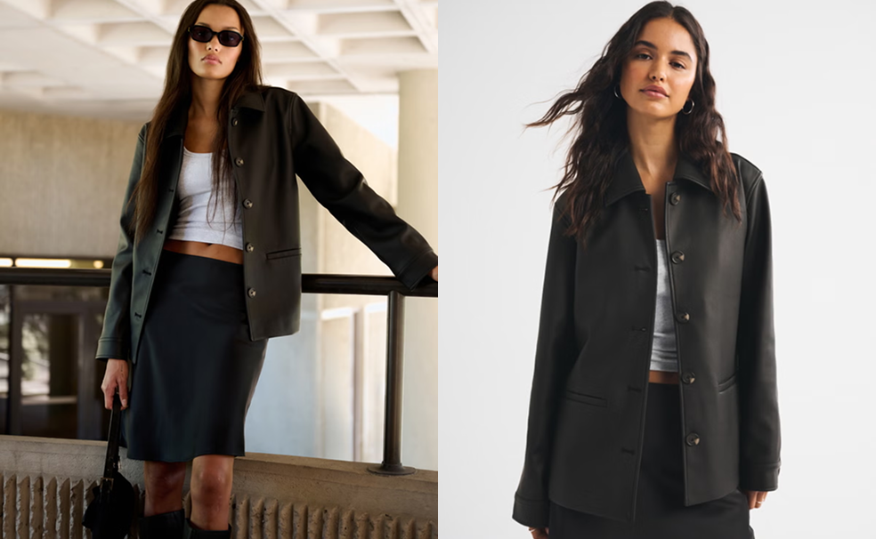 Relaxed Vegan Leather Jacket