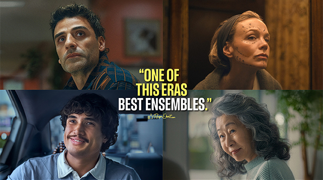 Four stills of actors in BEEF. 'One of this eras best ensembles.' RogerEbert.com.