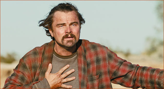 A still of Leonardo DiCaprio acting in ONE BATTLE AFTER ANOTHER.