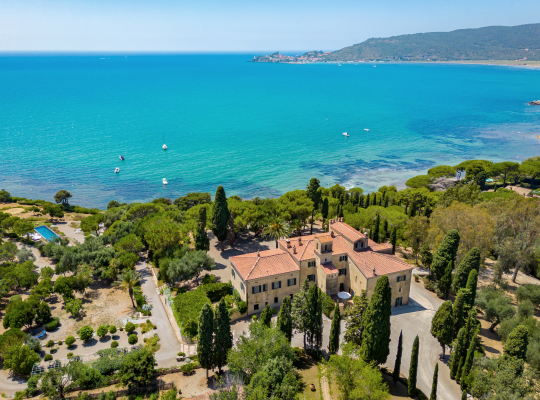 A large villa on the sea.