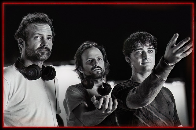 The creators alongside the character Will in STRANGER THINGS.