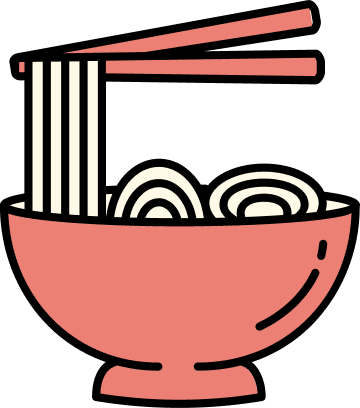 Bowl of noodles with chopsticks