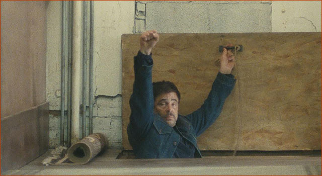 A still of Benicio Del Toro acting in ONE BATTLE AFTER ANOTHER.