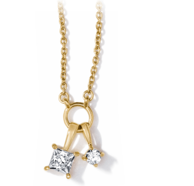 White gold necklace featuring graduated round diamonds in a curved design.