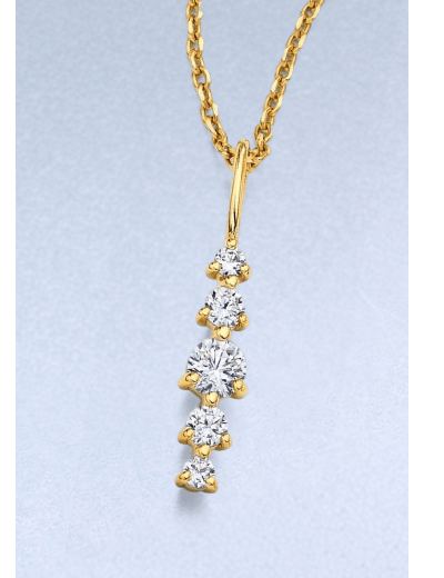 Yellow gold necklace with diamond pendant.