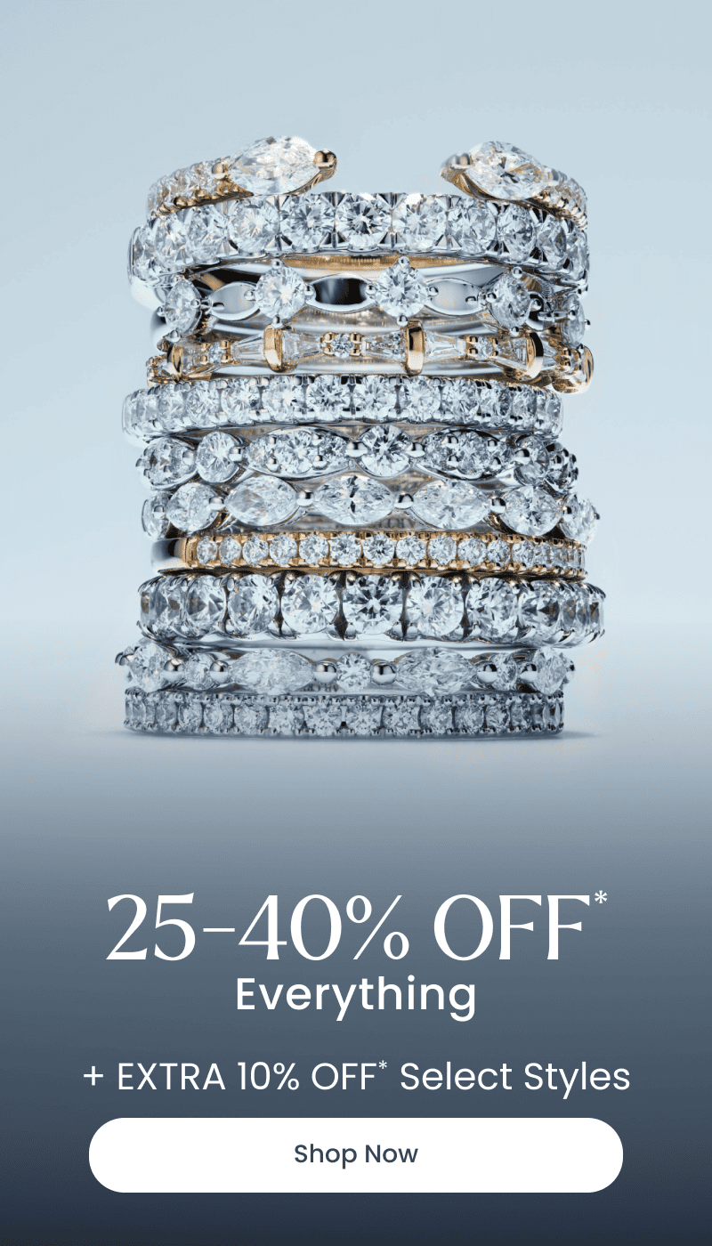 Stack of white and yellow gold diamond bands. 25-40% OFF everything plus extra 10% OFF select styles. Click shop now.