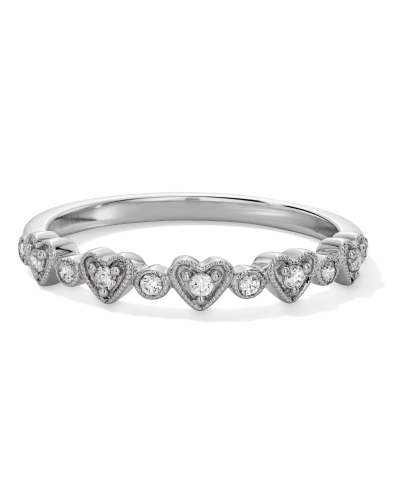 A diamond heart band with alternating heart and round diamond accents.