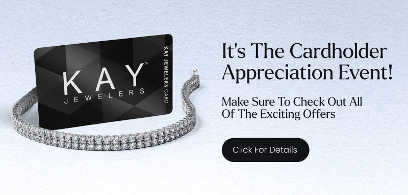 KAY Jewelers cardholder appreciation event with a diamond tennis bracelet and black credit card. Click for details.