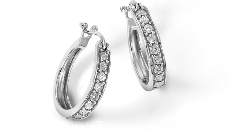 White gold diamond hoop earrings.