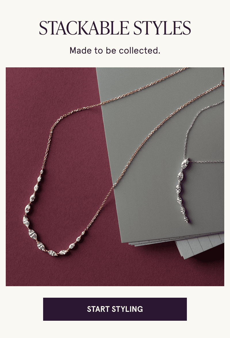 Two diamond necklaces. Stackable styles. Click here to start styling