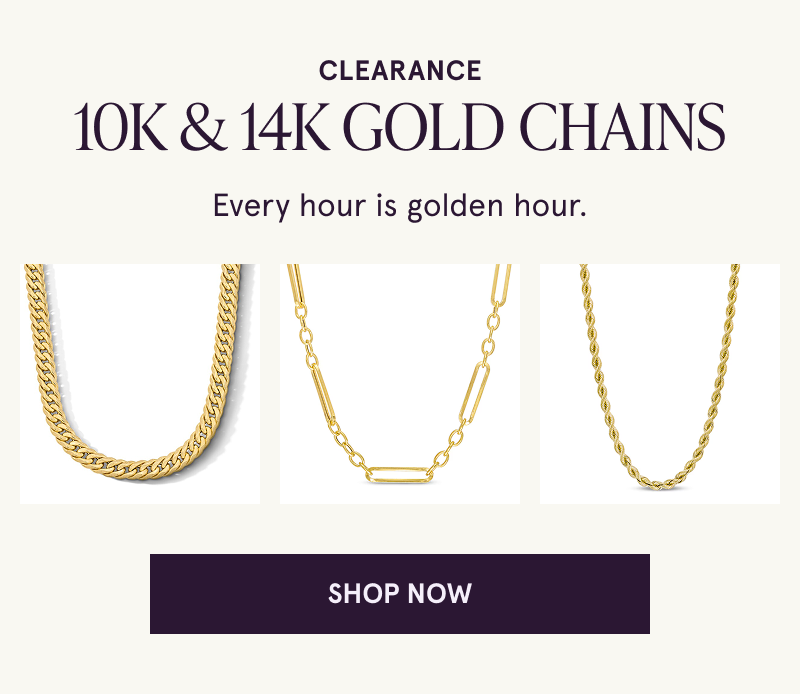 Three gold chains. Clearance 10K and 14K gold chains. Click to shop now