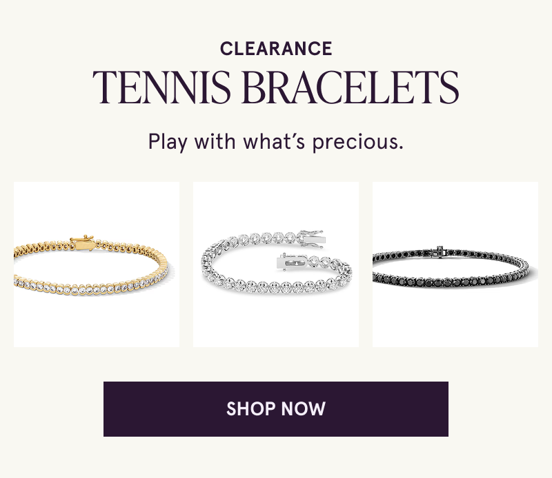 Two diamond tennis bracelets and a tennis bracelet with black gemstones. Clearance tennis bracelets. Click to shop now