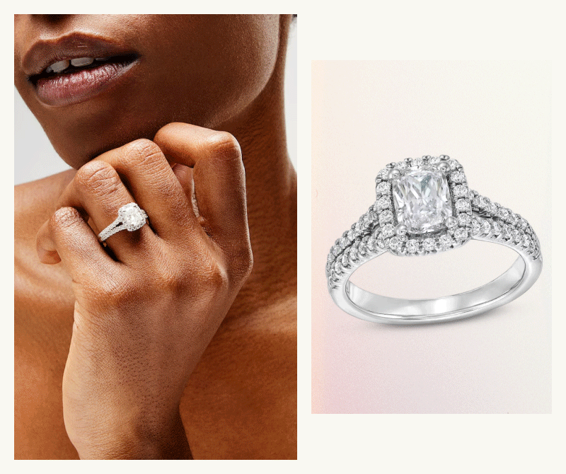 Rotating models & product shots of varied diamond engagement rings & bands.