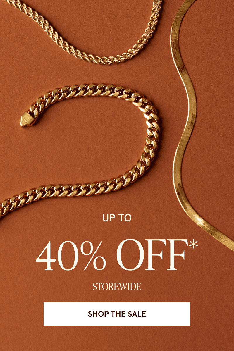 Three gold chains. Up to 40% off storewide. Click here ot shop the sale