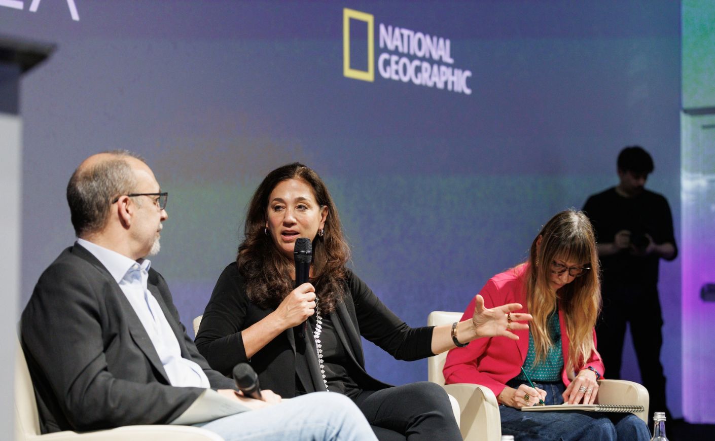 SeaLegacy's Cristina Mittermeier speaks at an event. 