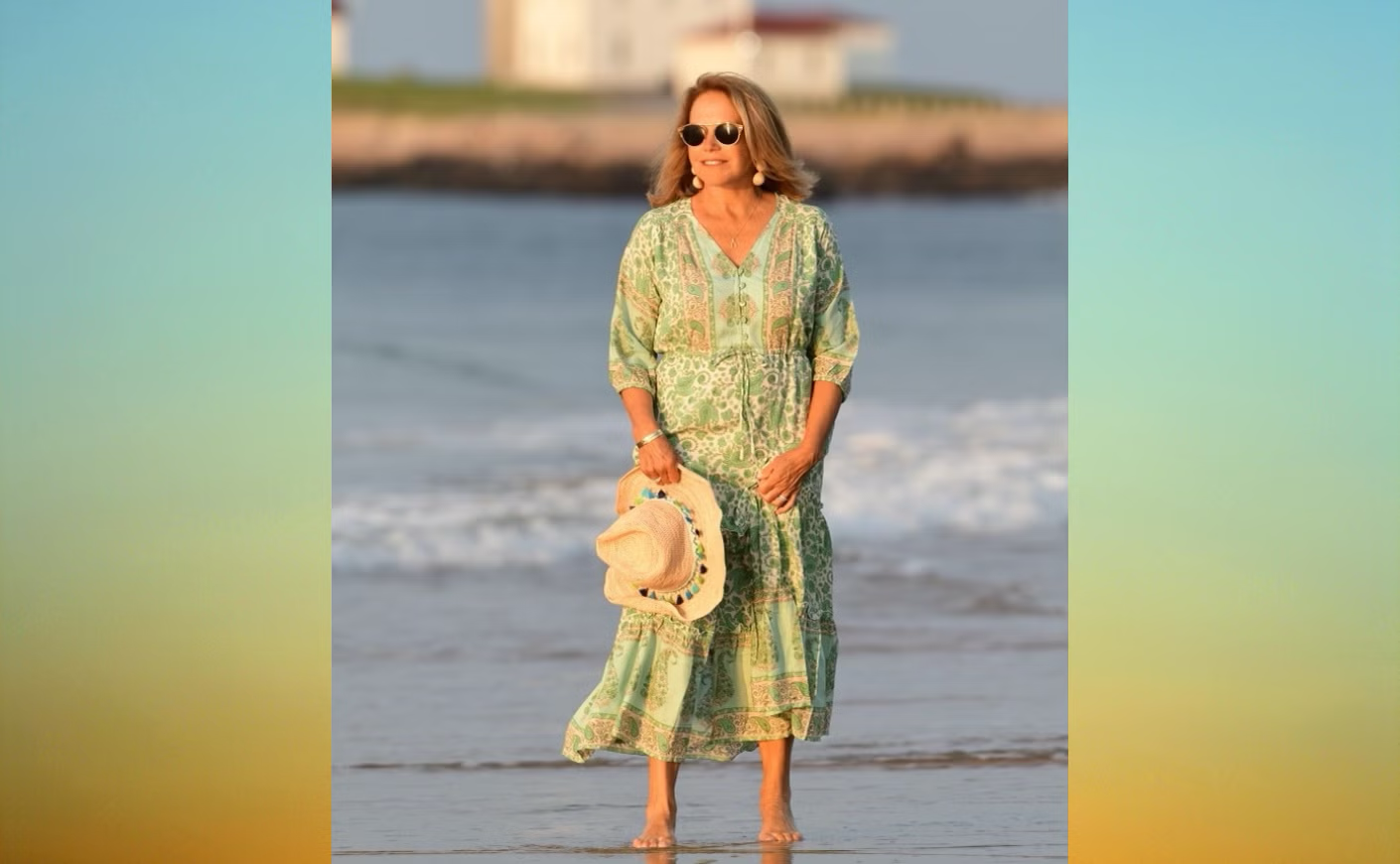 Katie Couric on the beach.