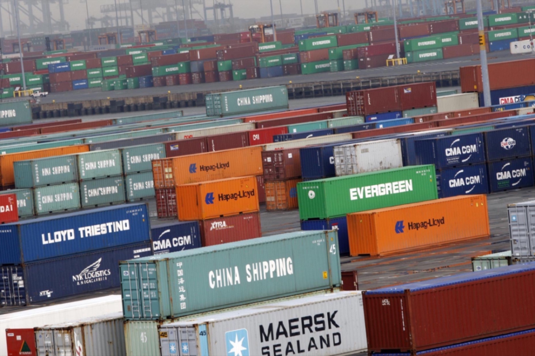 Shipping containers are seen at the Port Newark Container Terminal near New York City.