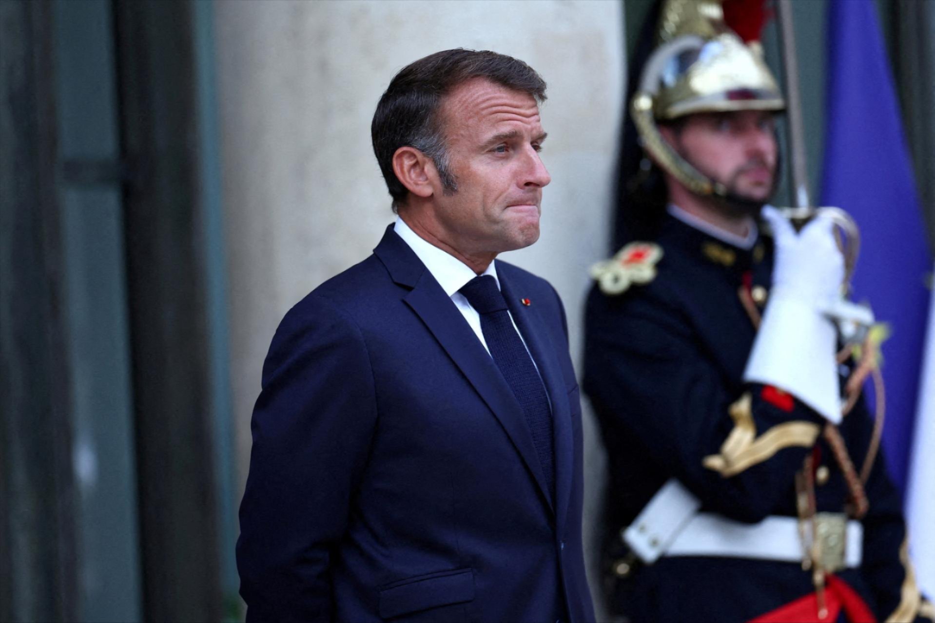 French President Macron at the Elysee Palace in Paris