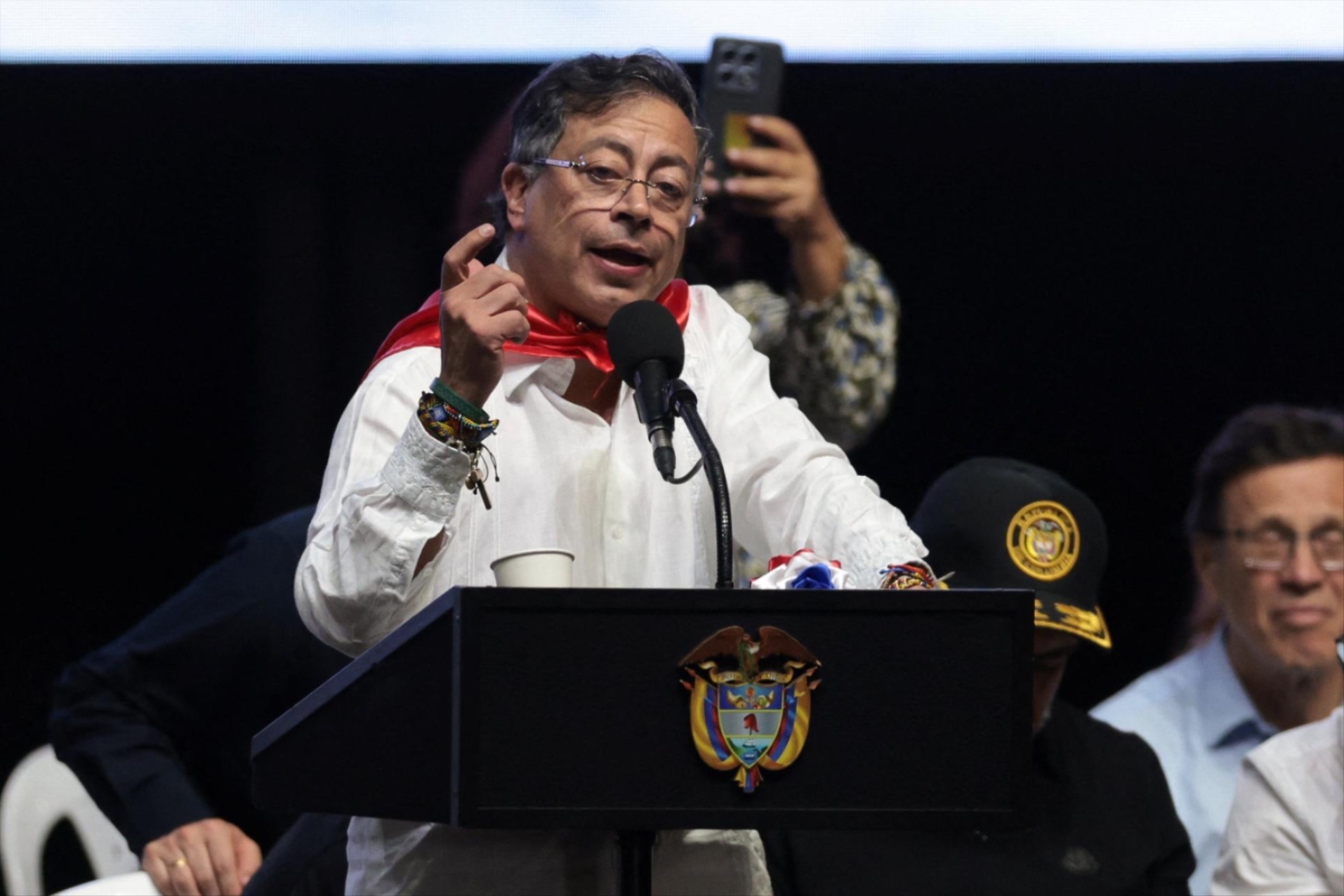 Colombian President Gustavo Petro speaks during an event in Ibague, Colombia, October 3, 2025.