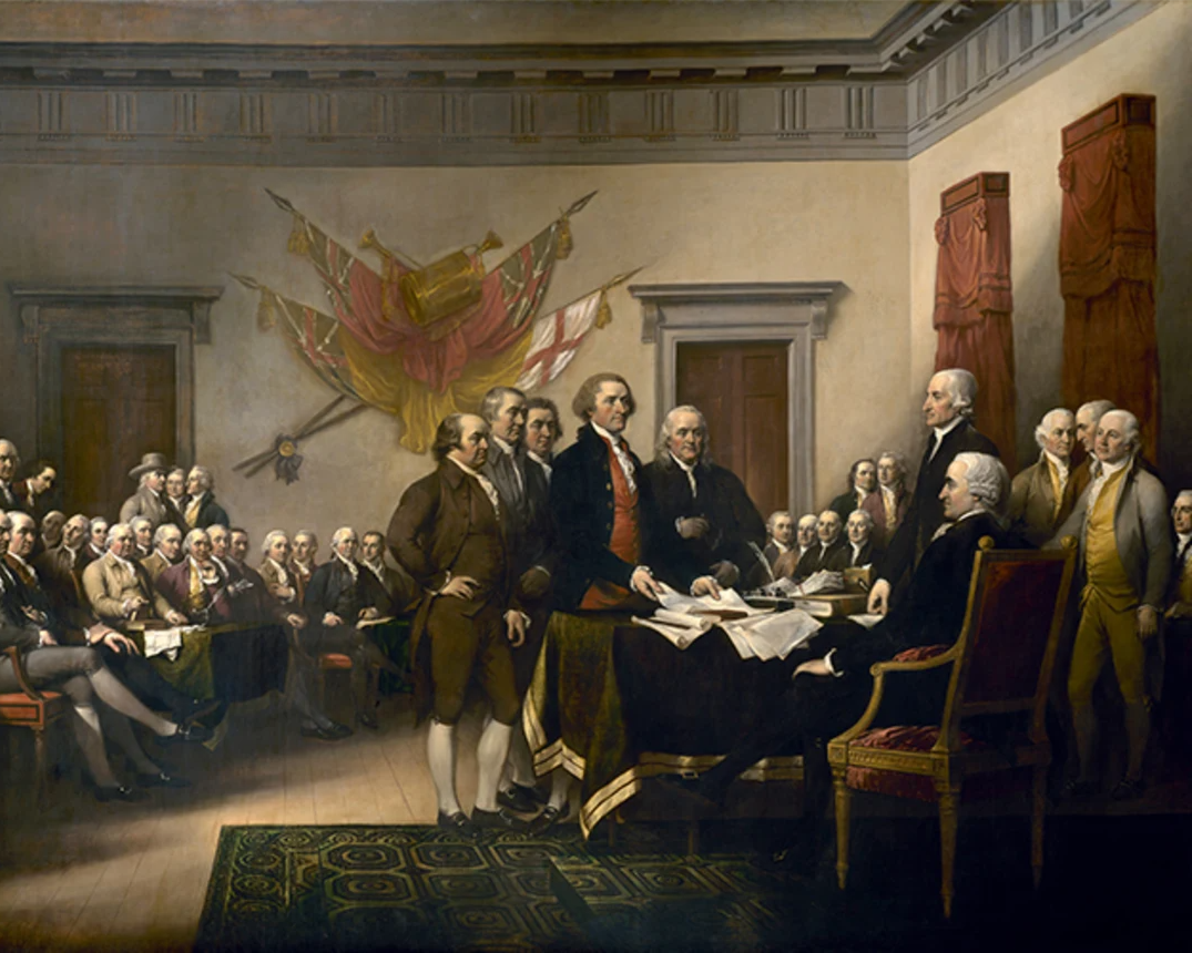 Painting by John Trumbull showing the signing of the Declaration of Independence in Philadelphia, Pennsylvania in 1776