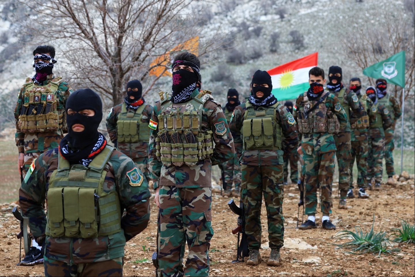 Iranian Kurdish fighters from the Kurdistan Freedom Party (PAK) participate in a training session at a base on the outskirts of Erbil, Iraq, February 12, 2026.