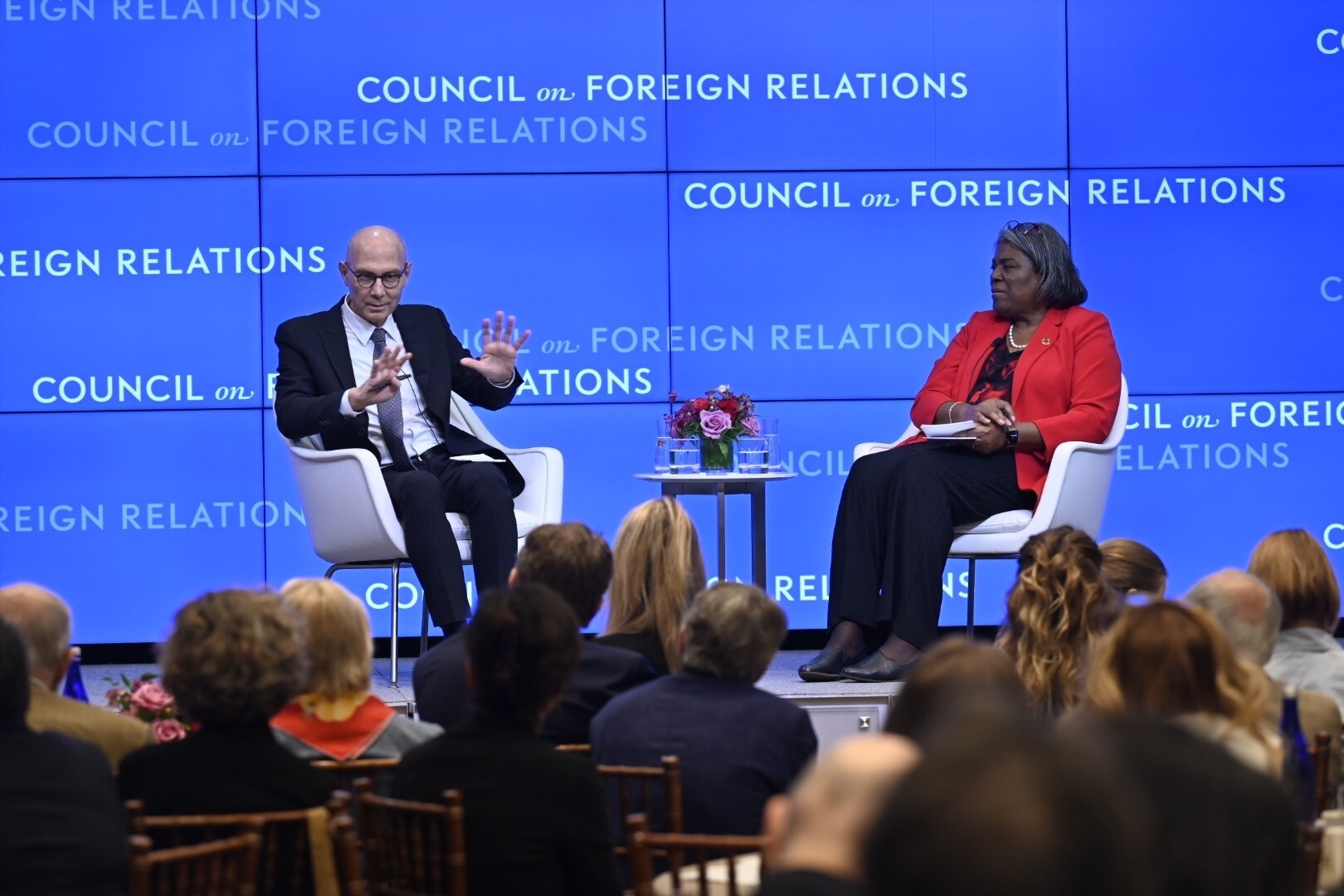UN High Commissioner for Human Rights Volker Türk and Former U.S. Ambassador to the United Nations Linda Thomas-Greenfield at a CFR event on Sept. 26, 2025.
