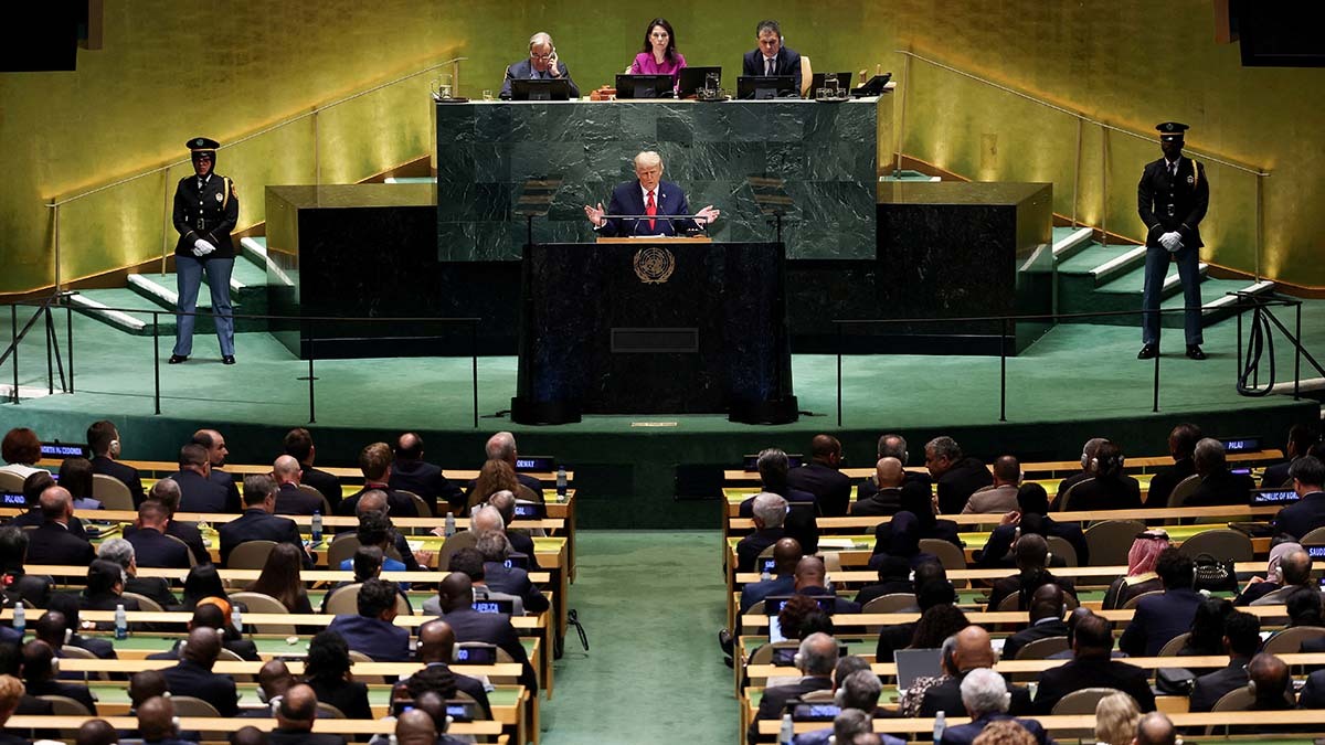 U.S. President Donald Trump addresses the 80th United Nations General Assembly at U.N. headquarters in New York City, U.S., September 23, 2025. REUTERS/MIKE SEGAR/File Photo Purchase Licensing Rights